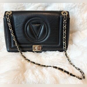 Valentino Black Leather Chainlink Handbag